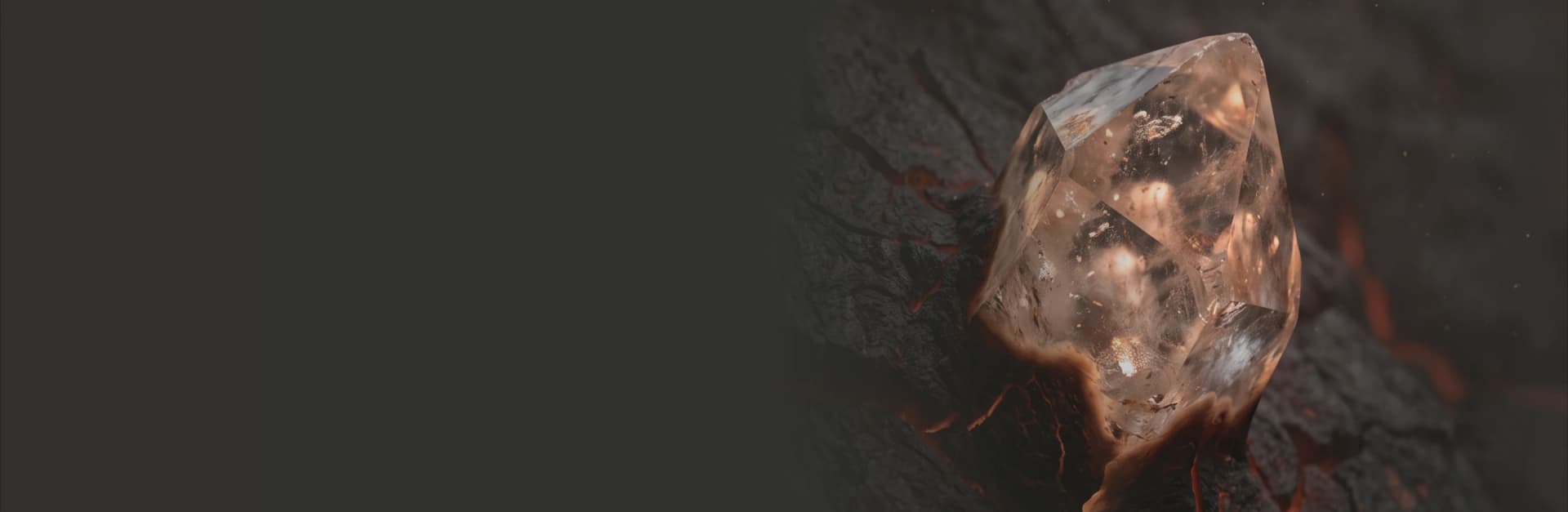 Rough diamond resting on burnt wood