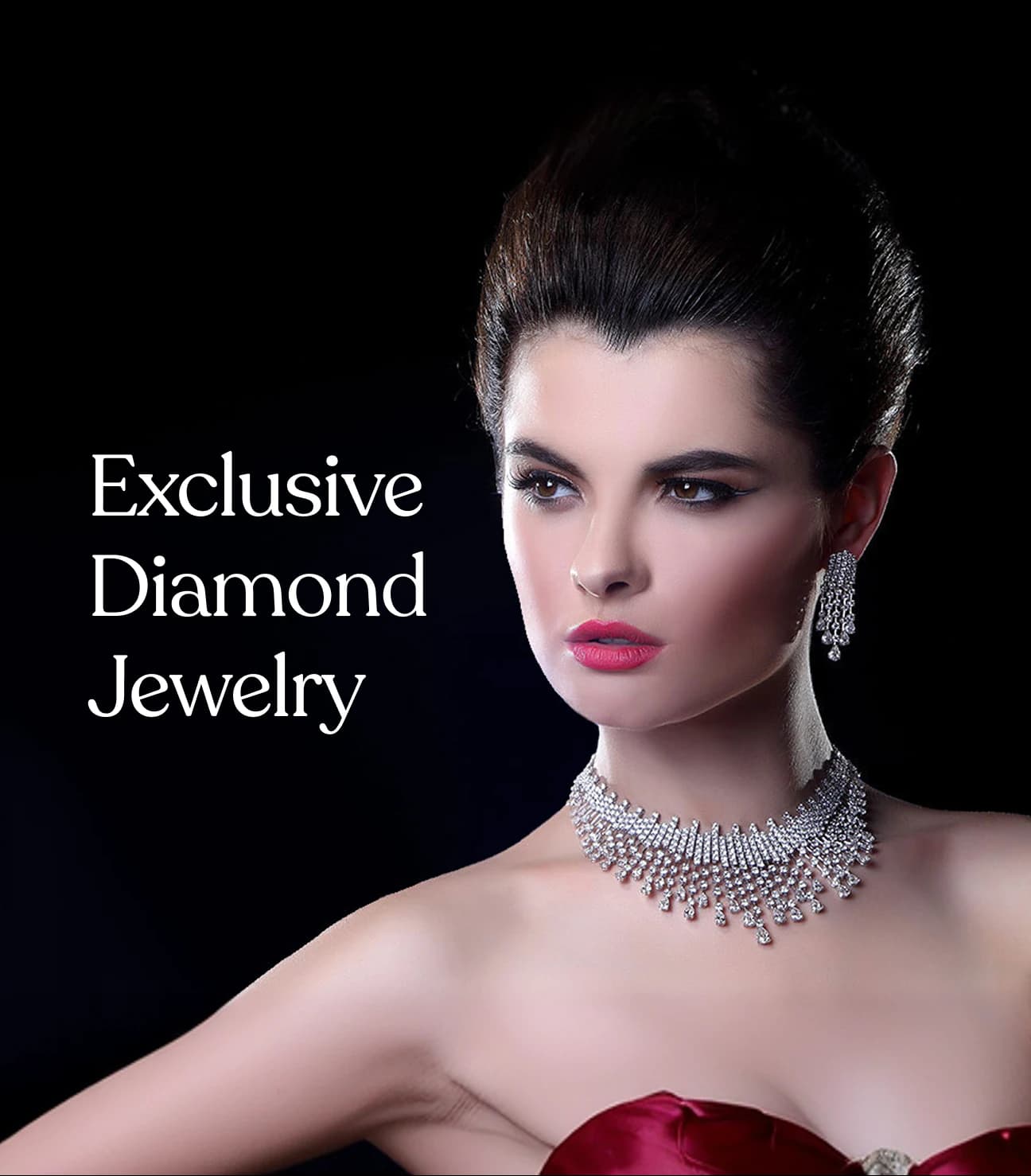 Model wearing an exclusive diamond and ruby set